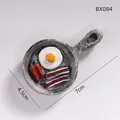 3D miniature frying pan fridge magnet with egg and bacon, vintage resin finish, 7cm - Frying Pan