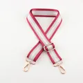 Adjustable red and white striped thick canvas bag strap with gold metal hooks - A27 Stripe Shimmer