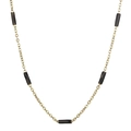 Collier minimaliste en acier titane doré 1,5 mm avec cinq perles noires cylindriques - Chaîne Dorée Perle Noire (KN232170-Z)
