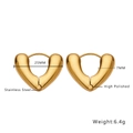 Macro view of polished 18K gold-plated stainless steel U-shaped braided hoop earrings - E140 V-Shape Heart Huggie / Gold