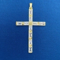 Golden cross pendant with clear rectangular gemstones for DIY jewelry crafting - Gold Rectangular Gem Cross Pendant (759)