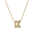 18k gold plated brass necklace featuring a sparkling pavé zircon letter K pendant - Letter K