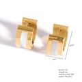 18K gold plated stainless steel hoop earring with white inlay and 14mm size specs - Rose Gold (Shell Inlay)