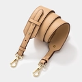 Adjustable beige pebble grain leather shoulder strap with gold lobster clasps and buckles - Gold Buckle / Apricot