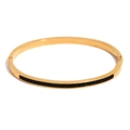 Minimalistische 18K vergulde roestvrijstalen armband met zwarte inlays - Goud - Zwarte Zirkonia