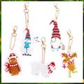 5-Piece Set of DIY Christmas Diamond Painting Keychains featuring Owl and Reindeer shapes - QC053 (5-Piece Set) Single-Sided
