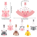 Lot de chapeaux de fête animaux de la ferme avec dimensions pour modèles cochon et vache - Chapeaux de Fête Animaux de la Ferme