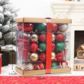 Detailweergave van kerstballenset met diverse texturen en afmetingen van de verpakking - Rood Groene Set