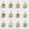 Set of 12 gold star birthstone pendants with colorful cubic zirconia for DIY necklaces - June Birthstone Pendant