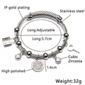 Ethnic Turkish Evil Eye cable bracelet in IP gold plated stainless steel with charms - F-Steel Love Lock Style