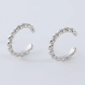 Minimalist silver twist rope ear cuff set in high-polish finish for non-pierced ears - Platinum Plated Twisted Ear Cuff EL03-3
