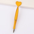 Elegant golden metal ballpoint pen with creative heart-shaped topper for Valentines gift - Heart / Orange