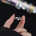 S925 Sterling Silver Woven Butterfly Ring with Zirconia Detail in Silver Finish - Butterfly White Zirconia Silver Color