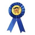 Blue and yellow Dad to Be satin ribbon rosette corsage for baby shower party event - Royal Blue Badge