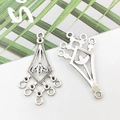 Silver vintage alloy water drop and heart pendants with multiple holes for DIY jewelry - Rhombus Pattern 22x38mm