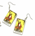 Double-sided acrylic tarot card earrings featuring The Magician card pattern - The Magician-C115