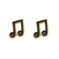 Minimalist musical note stud earrings featuring gold plating and black enamel fill - Musical Note-Gold Black
