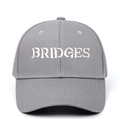 Classic grey cotton baseball cap with white BRIDGES embroidery on front panel - Adjustable / Gray