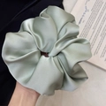 Oversized satin scrunchie in pale green finish with elegant silk-like texture - Oversized / Light Green (Satin)