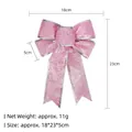 Sparkling pink glitter Christmas bow with silver edges for holiday tree decor - Pink