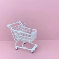 Mini white iron desktop storage basket in a supermarket shopping cart model design - Medium White Shopping Cart 13.5*9.5*15cm