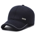 Dunkelblaue Winter-Baseballkappe mit warmem Fleecefutter und reflektierendem Schirm - Verstellbar / Marineblau