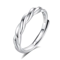 Adjustable S925 sterling silver twist ring in a polished bright silver finish - Male Style