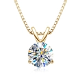 Classic 1 carat Moissanite pendant necklace in 18k gold plated s925 silver finish - 925 Silver / Three-Prong K Yellow Gold