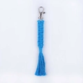 Portachiavi blu in cotone intrecciato a mano con nappe e chiusura in metallo argento - Verde petrolio