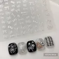 Silver bowknot nail art stickers YO-012 with butterfly designs for manicures - YO-012 Silver