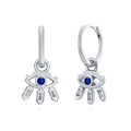 S925 Sterling Silber Böser Blick Ohrhänger mit blauem Kristall und Zirkonsteinen - Silber