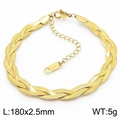 Geflochtenes goldfarbenes Schlangenkettenarmband aus Edelstahl, 180mm x 2,5mm mit Karabiner - 2.5mm Armband (KB181336-Z)