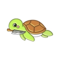 Cartoon green sea turtle with a silver knife enamel pin badge for backpack decoration - Green Turtle with Knife (XZ7459)