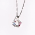 Détail d'un collier couronne florale en argent avec nacre et pierres précieuses - Couronne de Nœud Fleur en Coquille (Argent 2)