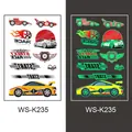 Luminous racing car temporary tattoo stickers for kids glowing in the dark - Racing Glow Style (WS-K235)