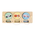 Wooden busy board threading puzzle with police, fire, and ambulance vehicle matching blocks - Traffic Matching Board
