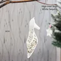 Elegant 16cm white high heel Christmas ornament with shimmering sequins and hanging string - High Heels (White Sequin)