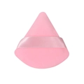 Pink triangular powder puff with silk ribbon handle for precision makeup application - Standard Size / Pink