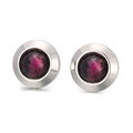 Orecchini vintage in acciaio inossidabile con vetro di cristallo rosso rubino - Base Argento Stile Rosso Porpora (KE55643-Z)