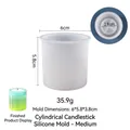 Dettaglio macro dello stampo in silicone cilindrico medio per candeliere con dimensioni - Candeliere tondo medio