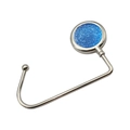 Faltbarer Handtaschenhalter aus Silbermetall mit funkelndem blauem Glitzerdekor - Himmelblau