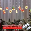 Christmas LED curtain lights with Santa hangings, warm white USB 8-mode remote control - USB Always-on / Christmas Assorted Styles
