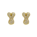 Sparkling gold-plated balloon bear stud earrings with white micro-pave zircons - Letter Y