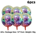 6-pack of 22-inch colorful iridescent 4D disco ball foil balloons for party decor - 22 Inch / Colorful
