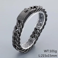 Bracciale da uomo a catena cubana in acciaio nero vintage, 15mm, peso 101g - 215x15mm / Nero Antico (KB71831-BD)