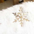 Detail of soft white faux fur Christmas tree skirt with golden sequin snowflake patterns - 60CM / Gold Sequin Snowflake (Double Sided)