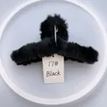 Faux rabbit fur large claw clip in black for elegant hair styling in winter - 17# Plush Black 14CM