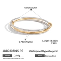 Drei ineinandergreifende Armreifen aus Edelstahl in Gold und Silber mit Maßangaben - Ineinandergreifendes Dreifach-Ring-Set (JDB0303015-PS)