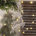 Detailansicht eines transparenten Rentier-Weihnachtsanhängers mit Eiskristall-Textur - Transparenter Rentier-Anhänger