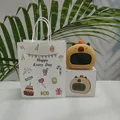 Cute Capybara digital alarm clock set with gift bag and box for kids in ginger yellow - Birthday Gift Bag + Chinese Manual / Button Version (English Week)